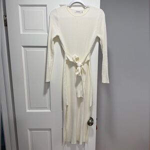 Lemon Cream Long Sleeve Knit Dress